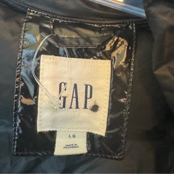 Gap NEW Shiny Puffer Jacket Hood Oversized Pockets Synthetic Cozy Parka Warm L - Picture 8 of 16